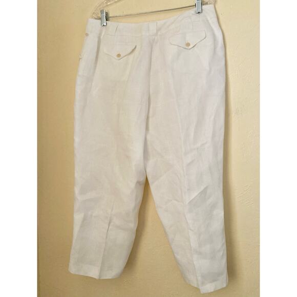 Talbots Irish Linen Petite Pants Cropped Size 16P White Fully Lined NWOT - Picture 7 of 7